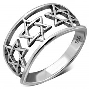 Stars of David Wide & Light Silver Ring, rp818